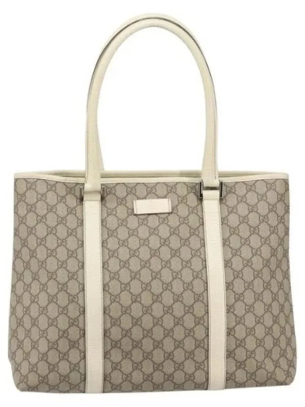Gucci Beige Monogram Canvas Tote with Cream Leather Trim